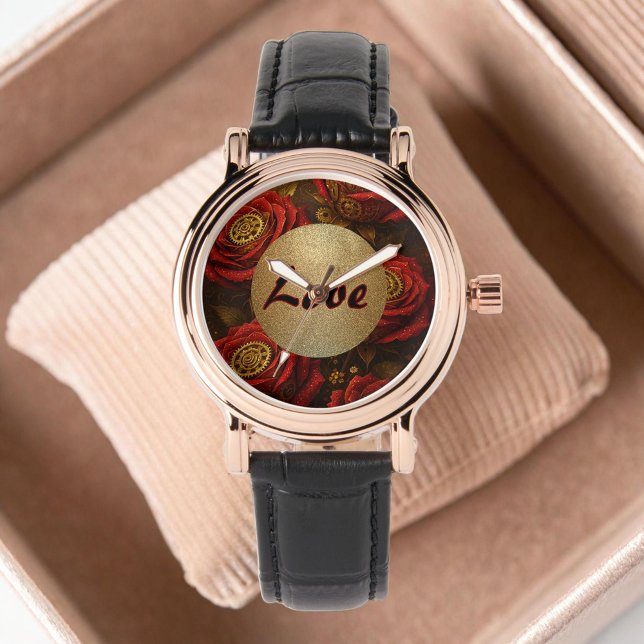 Montre Roses Steampunk Luxueuses Romantiques Engrenages D (Créateur téléchargé)