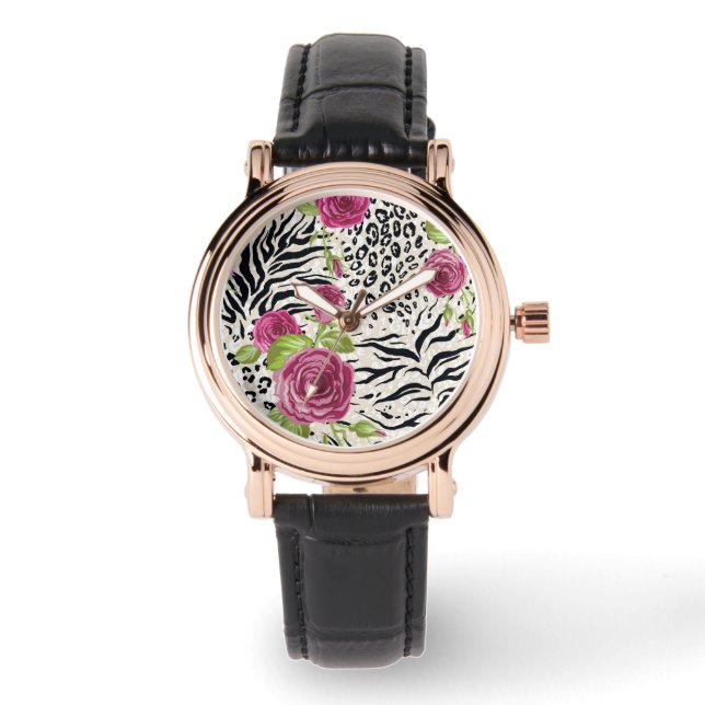 Montre Roses sur Motif animal (Recto)