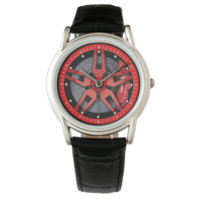 Montre Roues Rouges Sporty Rims Conception de course (devant)
