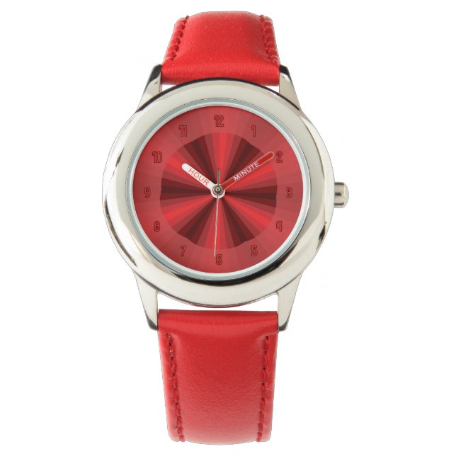 Montre rouge à illusion d'optique (devant)