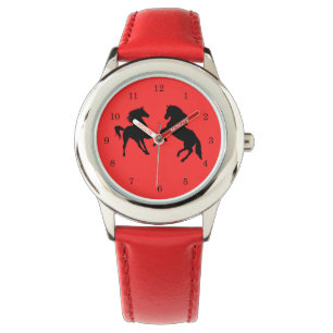 Montre rouge avec Cheval Couple - Choisir la coule