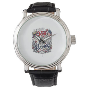 Montre Rouge Blanc & Bières Conception de chemise de bièr