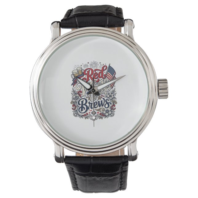 Montre Rouge Blanc & Bières Conception de chemise de bièr (devant)