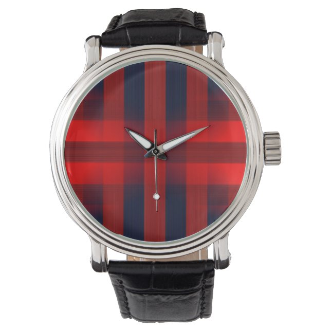 Montre Rouge Bokeh Buffalo Carreaux (devant)