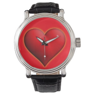 Montre Rouge brillant Coeur 3D Saint Valentin