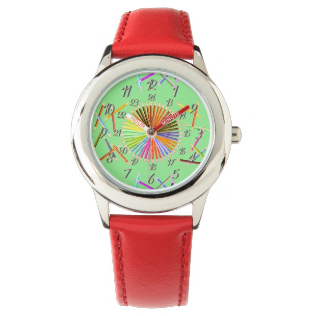 Montre rouge couleur verte (devant)