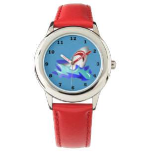 Montre rouge de requin d'enfants