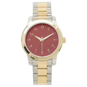 Montre Rouge foncé et or