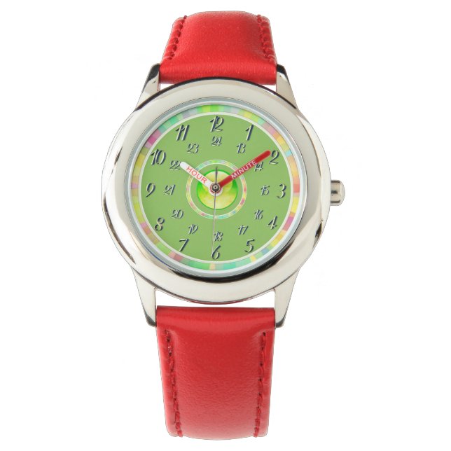 Montre rouge jaune vert (devant)