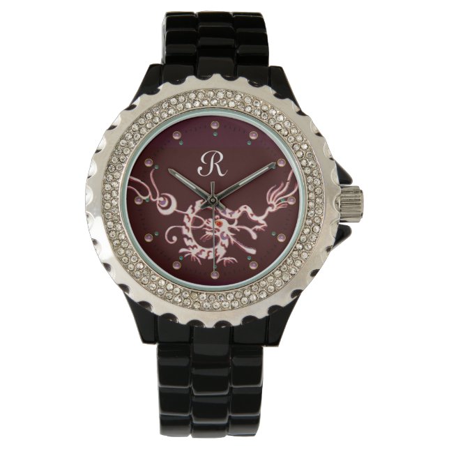 MONTRE ROUGE MONOGRAMME DE DRAGON DE MER BLANC (devant)