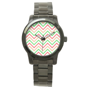 Montre Rouge, Orange et Chevron Vert