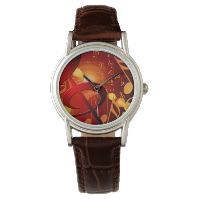 Montre Rouge, orange, note de musique motif (devant)