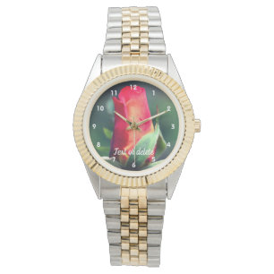 Montre Rouge Rosebud Fleur Jaune Points forts Personnalis