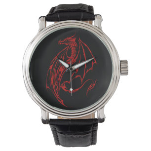 Montre Rouge Tribal Dragon Noir