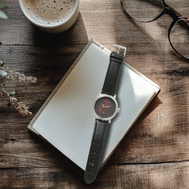 Montre Rouge Tribal Dragon Noir (Créateur téléchargé)