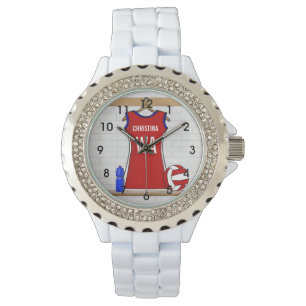 Montre Rouge uniforme de net-ball fait sur commande avec