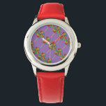 Montre Rouge Violet arc-en-ciel Lollipop Lollipops Candy<br><div class="desc">Regarder présente une illustration originale d'une rangée de lollipops arc-en-ciel !</div>