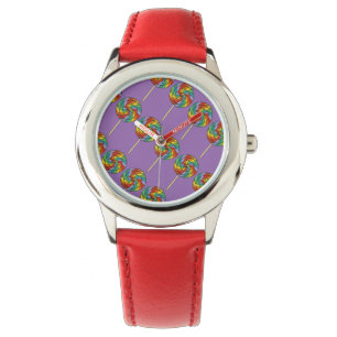 Montre Rouge Violet arc-en-ciel Lollipop Lollipops Candy