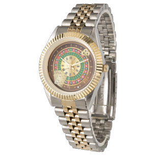 Montre roulette roue et cartes bracelet à deux tons