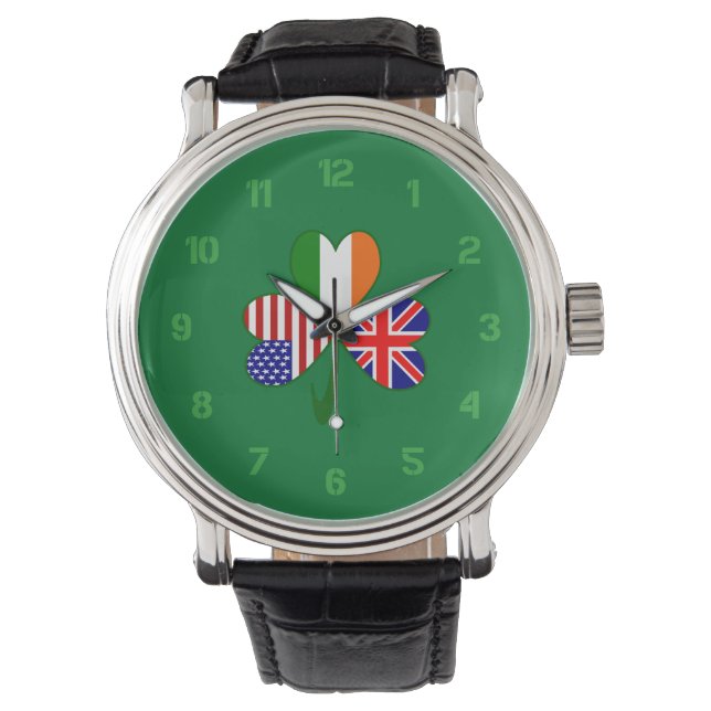 Montre Royaume-Uni États-Unis Irlande Drapeau Trèfle (devant)