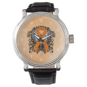 Montre Ruban de sensibilisation orange avec ailes