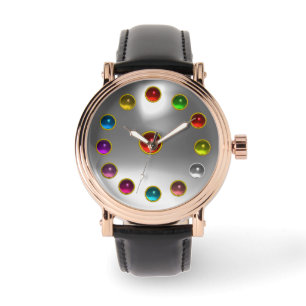 MONTRE RUBE 3D ROUGE IMPRIMÉE ET PIERRES DE JEUX COLORÉS