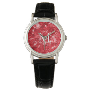 Montre Ruby Birthstone Monogramme Nom personnalisé
