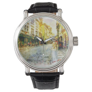 Montre Rues de vieille aquarelle de Prague