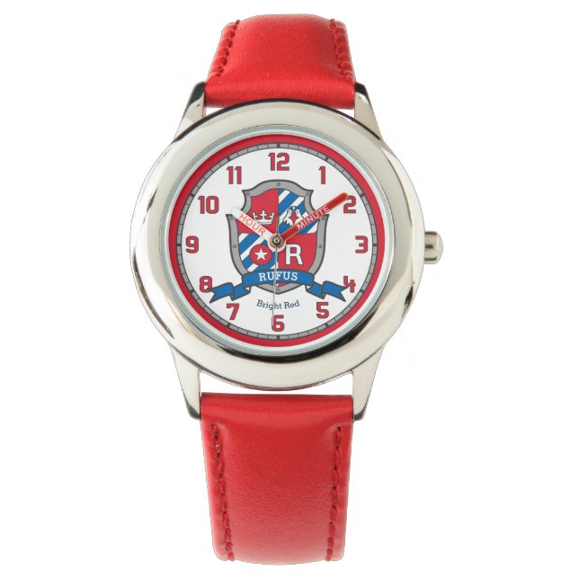 Montre Rufus lettre R nom signifiant crête rouge bleu (devant)