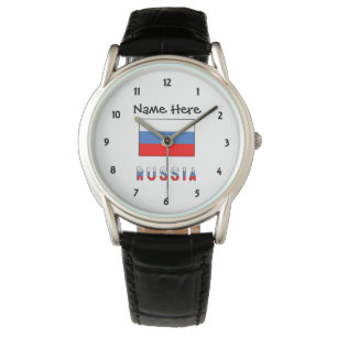 Montre Russie Drapeau Russe Noir Personnalisation