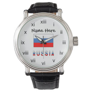 Montre Russie et drapeau russe avec votre nom