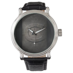 Montre rustique de monogramme en métal noir C