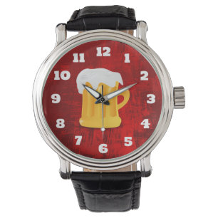 Montre Rustique rouge Abstrait avec bière Stein