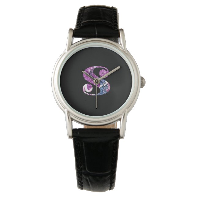 Montre S Monogramme Floral Bleu Violet (devant)