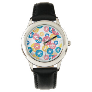 Montre Sable Dollar Jaune Rouge Bleu Motif