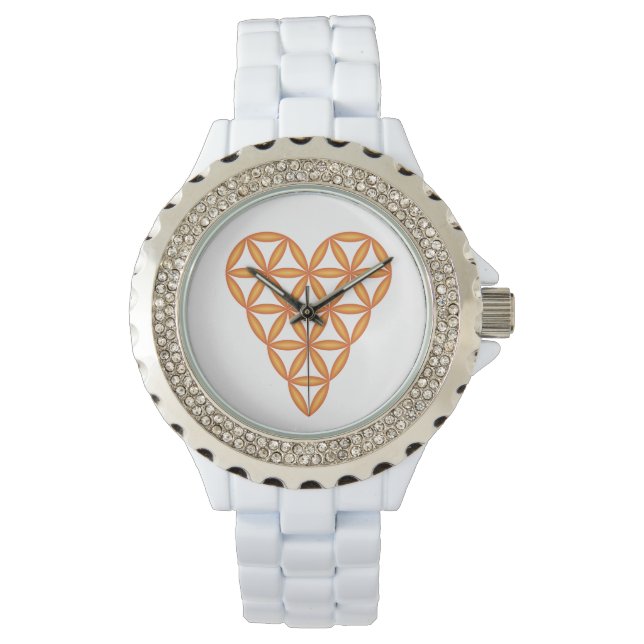 Montre Sacred Heart - Coeur de vie, 3D/Orange. (devant)