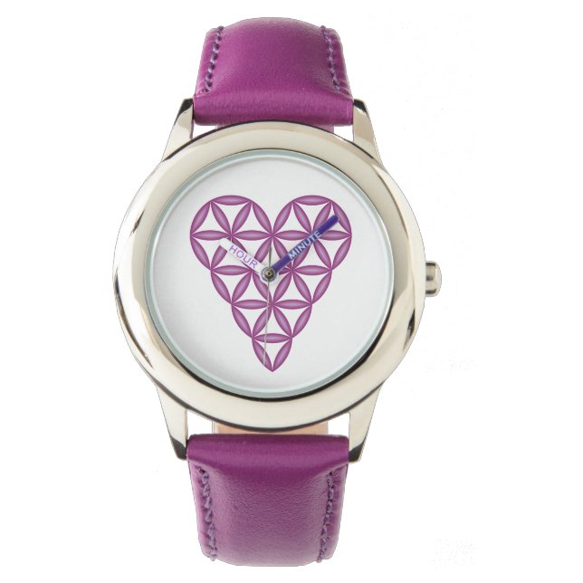 Montre Sacred Heart - Coeur de vie, 3D/Purple. (devant)