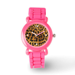 Montre Safari animal sauvage papier noir et brun guépard