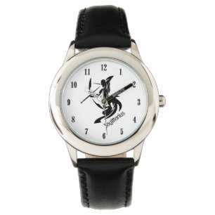 Montre Sagittaire à visage blanc Zodiac avec chiffres noi