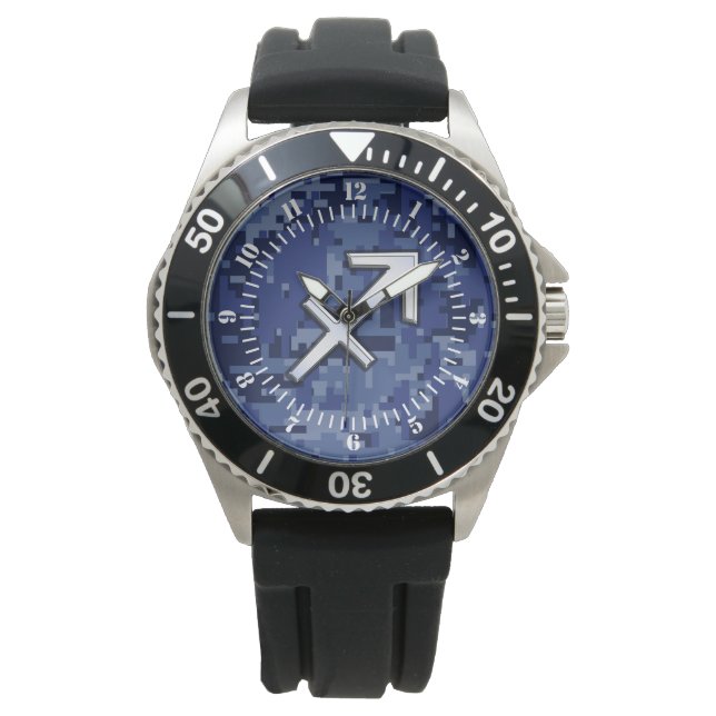 Montre Sagittarius moderne Zodiac Sign Navy Camo Dial (devant)