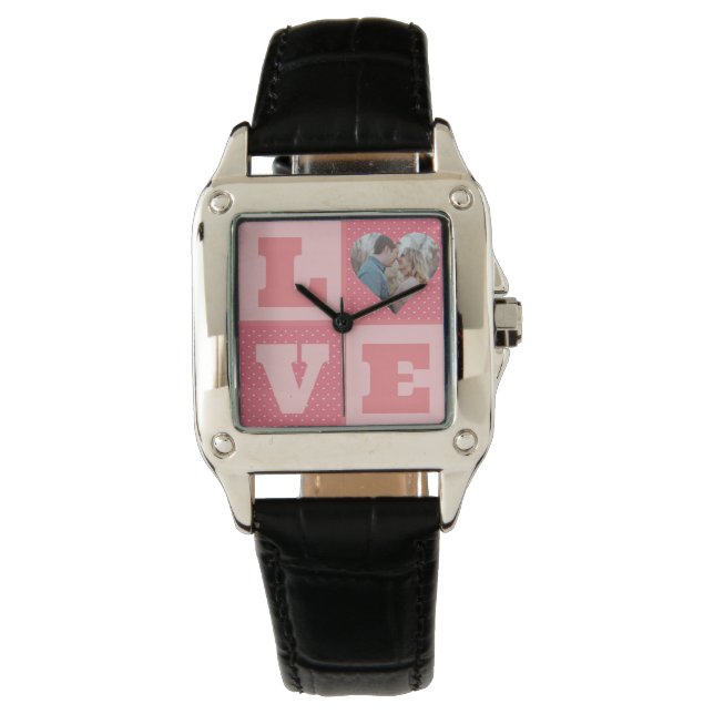 Montre Saint-Valentin Romantique rose Love Heart Photo (devant)