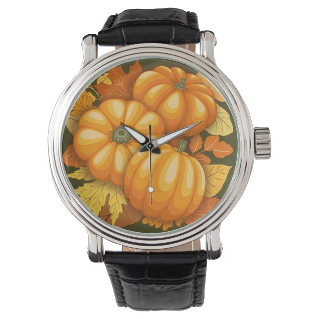 Montre Saison d'automne Halloween Citrouille Motif (devant)