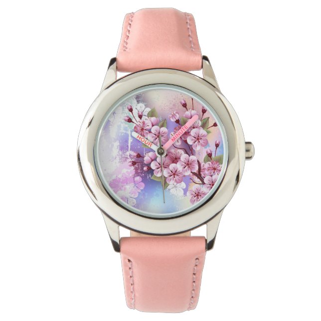 Montre Sakura rose sur la peinture Arrière - plan (devant)