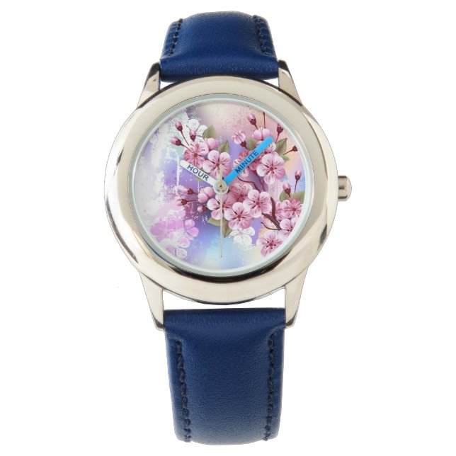 Montre Sakura rose sur la peinture Arrière - plan (devant)