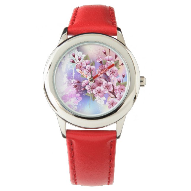 Montre Sakura rose sur la peinture Arrière - plan (devant)