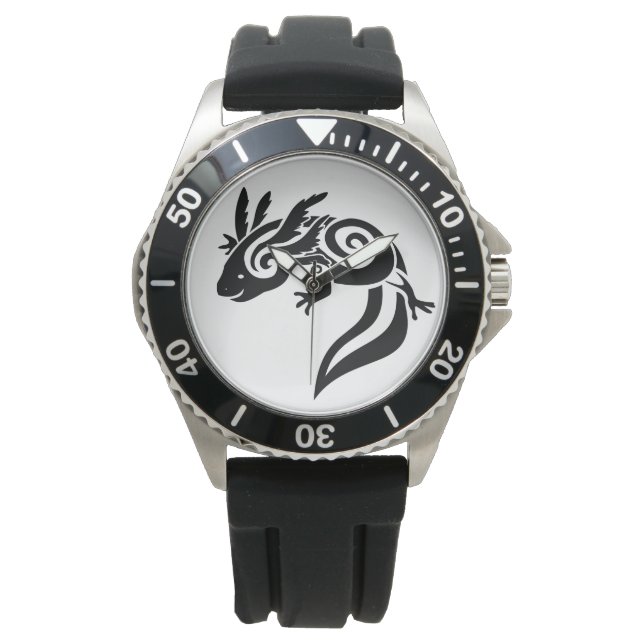 Montre Salamandre mexicaine noire Tribal Axolotl (devant)