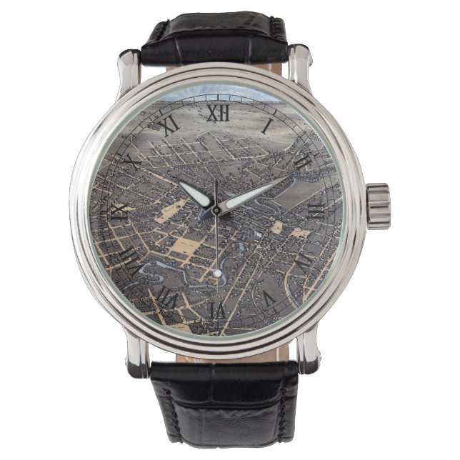 Montre San Antonio, Texas, carte antique aérienne de la v (devant)