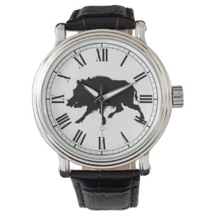 Montre Sanglier chez l'homme noir de chasse de silhouette