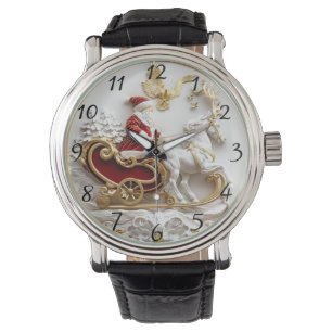 Montre Santa conduit son traîneau à travers l'hiver