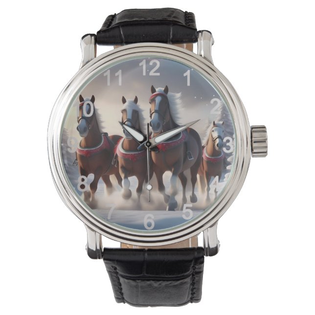 Montre Santas Chevaux de Neige de Noël, (devant)